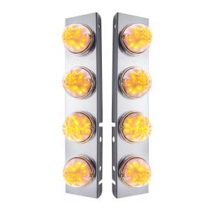 UNITED PACIFIC - 31975 - SOPORTE DEL FILTRO DE AIRE FRONTAL DE ACERO INOXIDABLE CON 8X 17 LUCES LED DE SANDÍA Y BISELES DE ACERO INOXIDABLE PARA PETERBILT -LED ÁMBAR/LEENTE TRANSPARENTE (PAR)