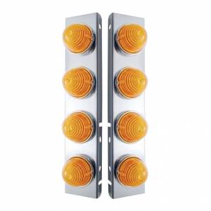 UNITED PACIFIC - 31976 - SOPORTE DEL FILTRO DE AIRE FRONTAL DE ACERO INOXIDABLE CON 8 LUCES DE COLMENA LED DE 17X Y BISELES DE ACERO INOXIDABLE PARA PETERBILT -LED ÁMBAR Y LENTES (PAR)