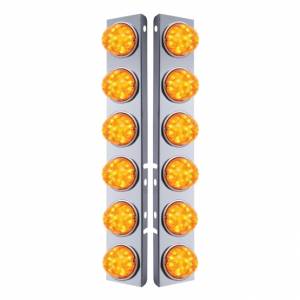 UNITED PACIFIC - 31978 - SOPORTE DEL FILTRO DE AIRE FRONTAL DE ACERO INOXIDABLE CON 12X 17 LUCES LED DE SANDÍA Y BISELES DE ACERO INOXIDABLE PARA LED Y LENTES PETERBILT-AMBER (PAR)