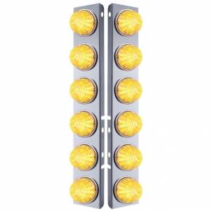 UNITED PACIFIC - 31981 - SOPORTE DEL FILTRO DE AIRE FRONTAL DE ACERO INOXIDABLE CON LUCES DE COLMENA DE 12X 17 LED Y BISELES DE ACERO INOXIDABLE PARA LED PETERBILT-ÁMBAR/LENTE TRANSPARENTE (PAR)