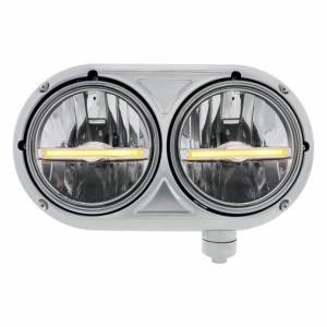 UNITED PACIFIC - 32141 - CONJUNTO DE FAROS CON CARCASA DE 304 SS Y FAROS LED CON LUZ DE POSICIÓN LED ÁMBAR PARA PETERBILT 359 - PASAJERO