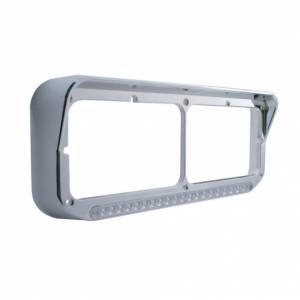 UNITED PACIFIC - UNITED PACIFIC - 32347 - BISEL DE FARO DOBLE RECTANGULAR CROMADO CON VISERA Y BARRA DE LUCES DE 19 LED - LED ÁMBAR/LENTE TRANSPARENTE - Image 2