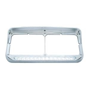 UNITED PACIFIC - UNITED PACIFIC - 32348 - BISEL DE FARO DOBLE RECTANGULAR CROMADO DE 14 LED CON VISERA - LED BLANCO/LENTE TRANSPARENTE - Image 1