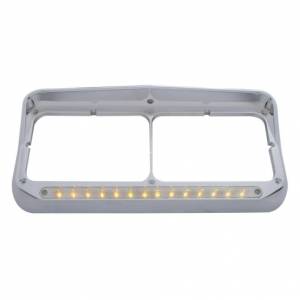 UNITED PACIFIC - 32349 - BISEL DE FARO DOBLE RECTANGULAR CROMADO DE 14 LED CON VISERA - LED ÁMBAR/LEENTE CROMADA