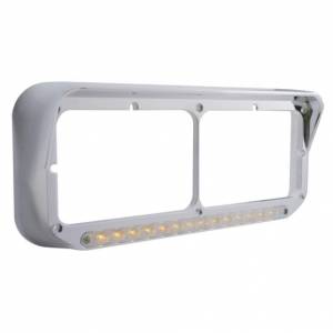 UNITED PACIFIC - UNITED PACIFIC - 32349 - BISEL DE FARO DOBLE RECTANGULAR CROMADO DE 14 LED CON VISERA - LED ÁMBAR/LEENTE CROMADA - Image 3