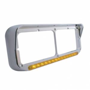 UNITED PACIFIC - UNITED PACIFIC - 32351 - BISEL DE FARO DOBLE RECTANGULAR CROMADO DE 14 LED CON VISERA - LED ÁMBAR/LENTE ÁMBAR - Image 3