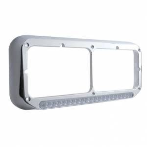 UNITED PACIFIC - UNITED PACIFIC - 32359 - BISEL DE FARO DOBLE RECTANGULAR CROMADO CON BARRA DE LUCES DE 19 LED - LED ÁMBAR/LEENTE TRANSPARENTE - Image 2
