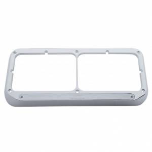 UNITED PACIFIC - 32383 - BISEL DE FARO DOBLE RECTANGULAR CROMADO DE 14 LED - LED ÁMBAR/LENTE CROMADA