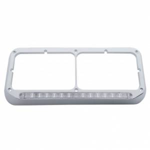 UNITED PACIFIC - 32384 - BISEL DE FARO DOBLE RECTANGULAR CROMADO DE 14 LED - LED BLANCO/LENTE TRANSPARENTE