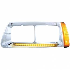 UNITED PACIFIC - 32493 - BISEL DE FARO DE 19 LED CON SEÑAL DE GIRO PARA FREIGHTLINER FLD 1989-2009 - CONDUCTOR - LED ÁMBAR/LENTE ÁMBAR
