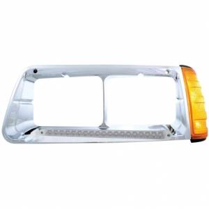 UNITED PACIFIC - 32494 - BISEL DE FARO DE 19 LED CON SEÑAL DE GIRO PARA FREIGHTLINER FLD 1989-2009 - CONDUCTOR - LED ÁMBAR/LENTE TRANSPARENTE