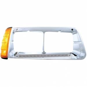 UNITED PACIFIC - 32496 - BISEL DE FARO DE 14 LED CON SEÑAL DE GIRO PARA FREIGHTLINER FLD 1989-2009 - PASAJERO - LED ÁMBAR/LENTE TRANSPARENTE