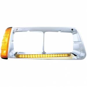 UNITED PACIFIC - 32498 - BISEL DE FARO DE 19 LED CON SEÑAL DE GIRO PARA FREIGHTLINER FLD 1989-2009 - PASAJERO - LED ÁMBAR/LENTE ÁMBAR