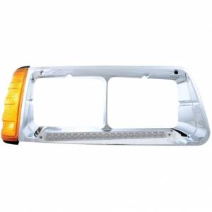 UNITED PACIFIC - 32499 - BISEL DE FARO DE 19 LED CON SEÑAL DE GIRO PARA FREIGHTLINER FLD 1989-2009 - PASAJERO - LED ÁMBAR/LENTE TRANSPARENTE