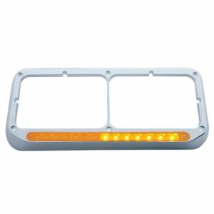 UNITED PACIFIC - 32504 - BISEL RECTANGULAR DE DOBLE FARO CON BARRA DE LUCES LED SECUENCIAL (CONDUCTOR) - LED ÁMBAR/LENTE ÁMBAR