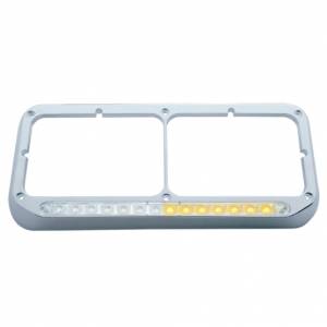 UNITED PACIFIC - 32505 - BISEL RECTANGULAR DE DOBLE FARO CON BARRA DE LUCES LED SECUENCIAL (CONDUCTOR) - LED ÁMBAR/LENTE TRANSPARENTE