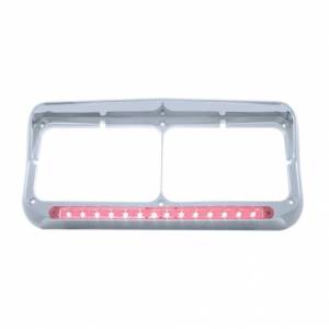 UNITED PACIFIC - 32576 - BISEL DE FARO DOBLE RECTANGULAR CROMADO DE 14 LED CON VISERA - LED ROJO/LENTE TRANSPARENTE