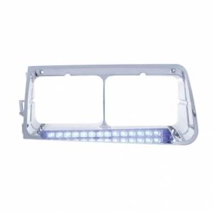 UNITED PACIFIC - 32580 - BISEL DE FARO DE 14 LED PARA FREIGHTLINER FLD 1989-2009 - CONDUCTOR - LED AZUL/LENTE TRANSPARENTE