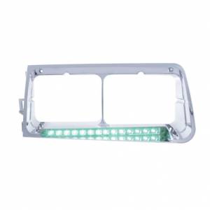 UNITED PACIFIC - 32581 - BISEL DE FARO DE 14 LED PARA FREIGHTLINER FLD 1989-2009 - CONDUCTOR - LED VERDE/LENTE TRANSPARENTE