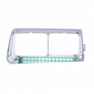 UNITED PACIFIC - 32585 - BISEL DE FARO DE 14 LED PARA FREIGHTLINER FLD 1989-2009 - PASAJERO - LED VERDE/LENTE TRANSPARENTE