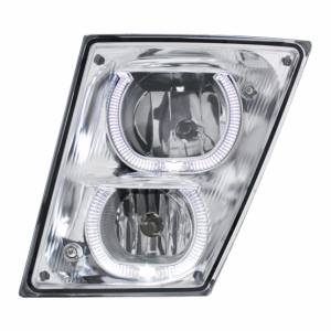 UNITED PACIFIC - 32648 - LUZ ANTINIEBLA/CONDUCCIÓN CROMADA CON BARRA DE LUZ LED BLANCA PARA VOLVO VN/VNL 2003-2017 - CONDUCTOR