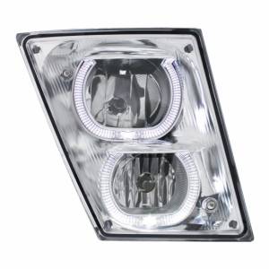 UNITED PACIFIC - 32649 - LUZ ANTINIEBLA/CONDUCCIÓN CROMADA CON BARRA DE LUZ LED BLANCA PARA VOLVO VN/VNL 2003-2017 - PASAJERO