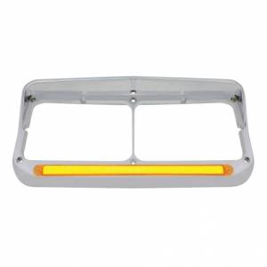 UNITED PACIFIC - 32700 - BISEL DE FARO DOBLE RECTANGULAR DE 24 LED CON VISERA Y LUZ GLOLIGHT - LED ÁMBAR/LENTE ÁMBAR