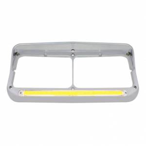 UNITED PACIFIC - 32701 - BISEL DE FARO DOBLE RECTANGULAR DE 24 LED CON VISERA Y LUZ GLOLIGHT - LED ÁMBAR/LENTE TRANSPARENTE