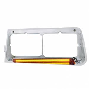 UNITED PACIFIC - 32702 - BISEL DE FARO DE 24 LED CON LUZ GLOLIGHT PARA FREIGHTLINER FLD 1989-2009 - CONDUCTOR - LENTE ÁMBAR