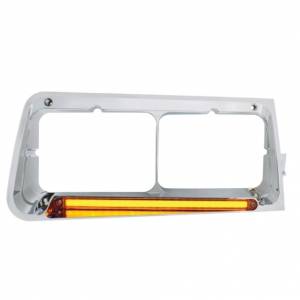 UNITED PACIFIC - 32703 - BISEL DE FARO DE 24 LED CON LUZ GLOLIGHT PARA FREIGHTLINER FLD 1989-2009 - PASAJERO - LENTE ÁMBAR