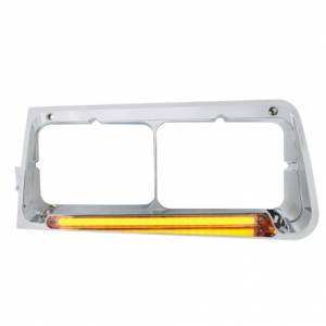 UNITED PACIFIC - 32704 - BISEL DE FARO DE 24 LED CON LUZ GLOLIGHT PARA FREIGHTLINER FLD 1989-2009 - CONDUCTOR - LENTE TRANSPARENTE