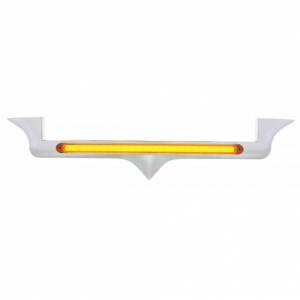 UNITED PACIFIC - 32710 - EMBLEMA DE CAPÓ CROMADO CON BARRA DE LUCES GLO 24 LED PARA KENWORTH - LED ÁMBAR/LENTE ÁMBAR