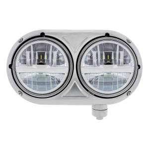 UNITED PACIFIC - 32784 - CONJUNTO DE FAROS CON CARCASA DE ACERO INOXIDABLE 304 Y FAROS LED CON BARRA INTERIOR CROMADA PARA PETERBILT 359 - PASAJERO