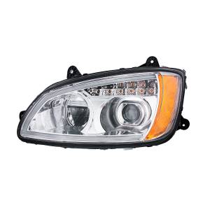 UNITED PACIFIC - 32838 - FARO DE PROYECCIÓN LED COMPLETAMENTE CROMADO CON SEÑAL DE GIRO Y BARRA DE LUZ DE POSICIÓN PARA KENWORTH T660 2008-2017 - CONDUCTOR