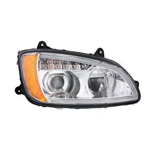 UNITED PACIFIC - 32839 - FARO DE PROYECCIÓN LED COMPLETAMENTE CROMADO CON SEÑAL DE GIRO Y BARRA DE LUZ DE POSICIÓN PARA KENWORTH T660 2008-2017 - PASAJERO