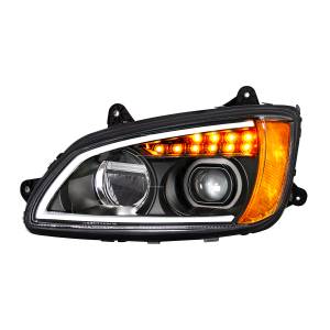 UNITED PACIFIC - 32840 - FARO DE PROYECCIÓN LED COMPLETO NEGRO CON SEÑAL DE GIRO Y BARRA DE LUZ DE POSICIÓN PARA KENWORTH T660 2008-2017 - CONDUCTOR