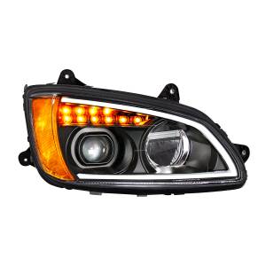 UNITED PACIFIC - 32841 - FARO DE PROYECCIÓN LED COMPLETO NEGRO CON SEÑAL DE GIRO Y BARRA DE LUZ DE POSICIÓN PARA KENWORTH T660 2008-2017 - PASAJERO