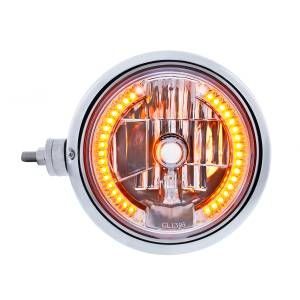UNITED PACIFIC - UNITED PACIFIC - 32842 - GUÍA CROMADA CONJUNTO DE FARO ESTILO 682-C CON LENTE DE CRISTAL Y LUZ DE POSICIÓN DE 34 LED - L/H (MONTAJE HORIZONTAL) - Image 1