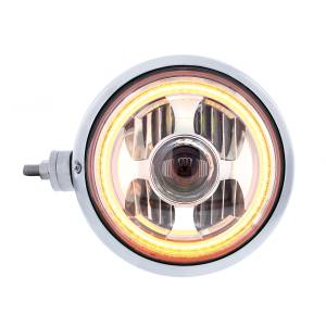 UNITED PACIFIC - 32846 - GUÍA CROMADA CONJUNTO DE FARO ESTILO 682-C CON FARO LED Y LUZ DE POSICIÓN DE DOBLE COLOR - L/H (MONTAJE HORIZONTAL)