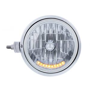 UNITED PACIFIC - 32850 - GUÍA CROMADA CONJUNTO DE FARO ESTILO 682-C CON LENTE DE CRISTAL Y LUZ DE POSICIÓN DE 10 LED - L/H (MONTAJE HORIZONTAL)