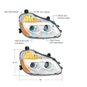UNITED PACIFIC - UNITED PACIFIC - 32905 - FARO DE PROYECCIÓN CROMADO DE 8 LED PARA KENWORTH T680-PASSENGER 2013-2021 - Image 8