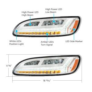 UNITED PACIFIC - UNITED PACIFIC - 32928 - FARO CROMADO DE 6 LED PARA PETERBILT 386 (2006-2016) Y 387 (2000-2011)- CONDUCTOR - Image 6