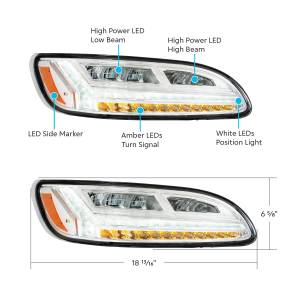 UNITED PACIFIC - UNITED PACIFIC - 32929 - FARO CROMADO DE 6 LED PARA PETERBILT 386 (2006-2016) Y 387 (2000-2011)- PASAJERO - Image 6