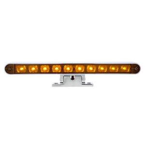 UNITED PACIFIC - 33015 - BARRA DE LUCES CROMADA DE 10 LED CON BASE GIRATORIA DE 180 GRADOS - LED ÁMBAR DE DOBLE FUNCIÓN/LENTE ÁMBAR