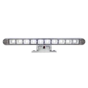UNITED PACIFIC - 33017 - BARRA DE LUCES CROMADA DE 10 LED CON BASE GIRATORIA DE 180 GRADOS - LED BLANCO DE DOBLE FUNCIÓN/LENTE TRANSPARENTE