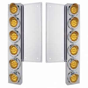 UNITED PACIFIC - 33055 - SOPORTE DEL FILTRO DE AIRE DELANTERO FL SS CON LUCES Y VISORES DE 12X 9 LED DE 2" - LED ÁMBAR Y LENTES (PAR)