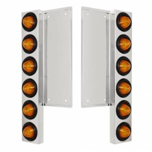 UNITED PACIFIC - 33056 - SOPORTE DEL FILTRO DE AIRE DELANTERO FL SS CON 12X 9 LED LUCES DE COLMENA DE 2" - LED ÁMBAR Y LENTES (PAR)