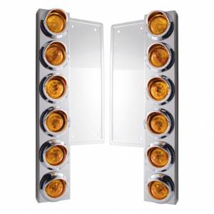 UNITED PACIFIC - 33057 - SOPORTE DEL FILTRO DE AIRE DELANTERO FL SS CON 12X 9 LED LUCES Y VISORES DE COLMENA DE 2" - LED ÁMBAR Y LENTES (PAR)