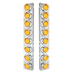 UNITED PACIFIC - 33600 - SOPORTE DEL FILTRO DE AIRE DELANTERO DE ACERO INOXIDABLE CON LUCES Y VISORES DE 16X 9 LED DE 2" PARA LED Y LENTES PETERBILT-AMBER