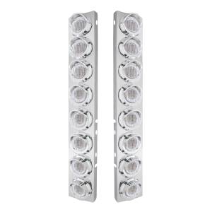 UNITED PACIFIC - UNITED PACIFIC - 33601 - SOPORTE DEL FILTRO DE AIRE DELANTERO DE ACERO INOXIDABLE CON LUCES Y VISORES DE 16X 9 LED DE 2" PARA PETERBILT-AMBER LED/LENTE TRANSPARENTE - Image 2